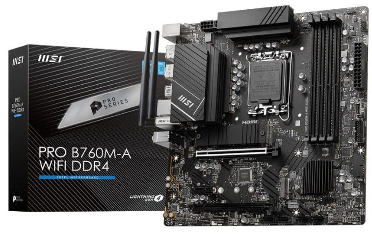 msi pro b760 p ddr4 motherboard for intel gaming pc build