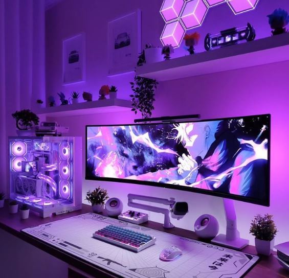 competitive gaming setup with gaming pc keyboard and mouse for fps gaming