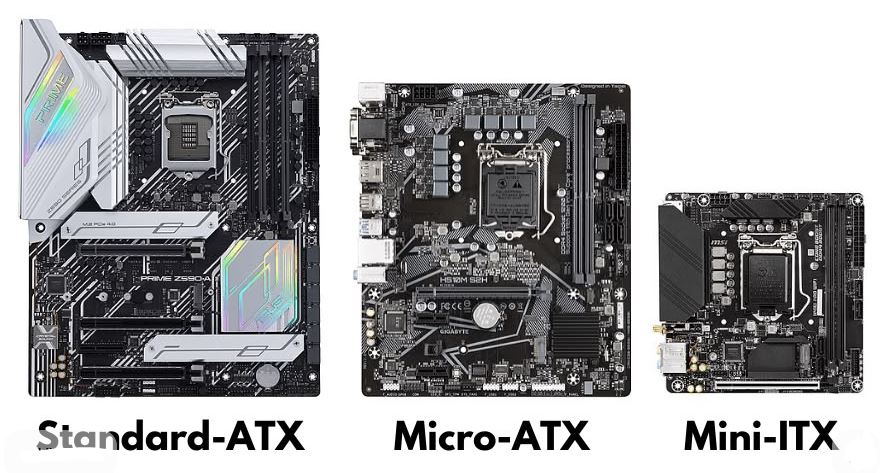 comparison of atx micro atx and mini itx motherboard sizes for gaming pc builds