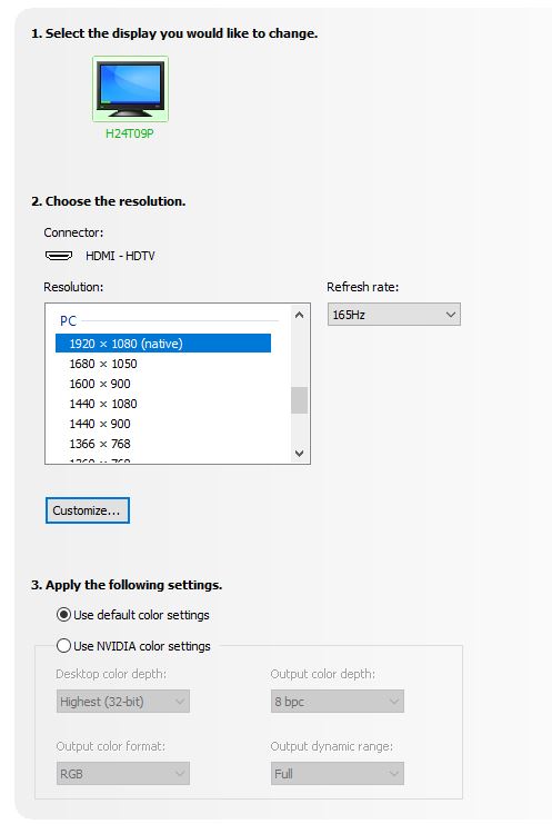 nvidia control panel refresh rate settings competitive gaming monitor optimization