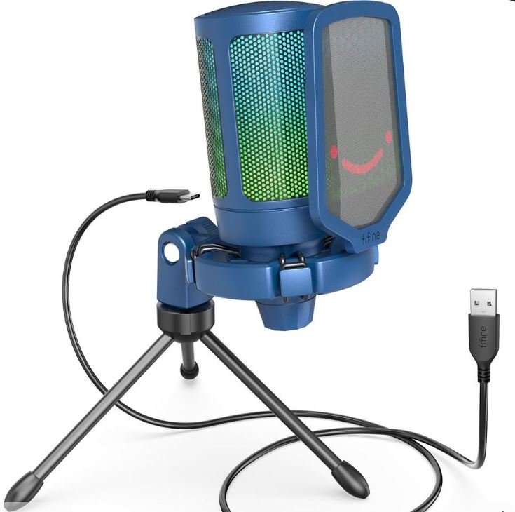 fifine ampligame a6v rgb gaming microphone for streaming and content creation
