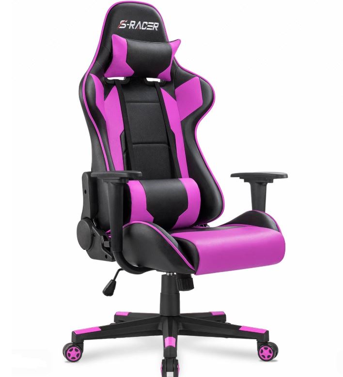 homall gaming chair with lumbar support and reclining backrest under 100 dollars