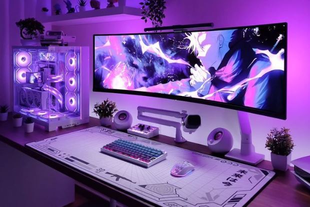gaming setup with prebuilt gaming pc and high refresh rate monitor